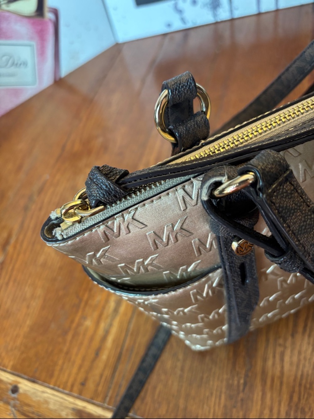 Michael Kors Sullivan Small Convertible Top-Zip Tote - Iridescent Gold - Picture 8 of 12